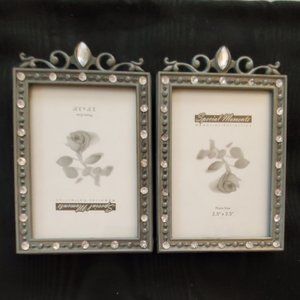 Two Black Gray and Jewels Picture Frames